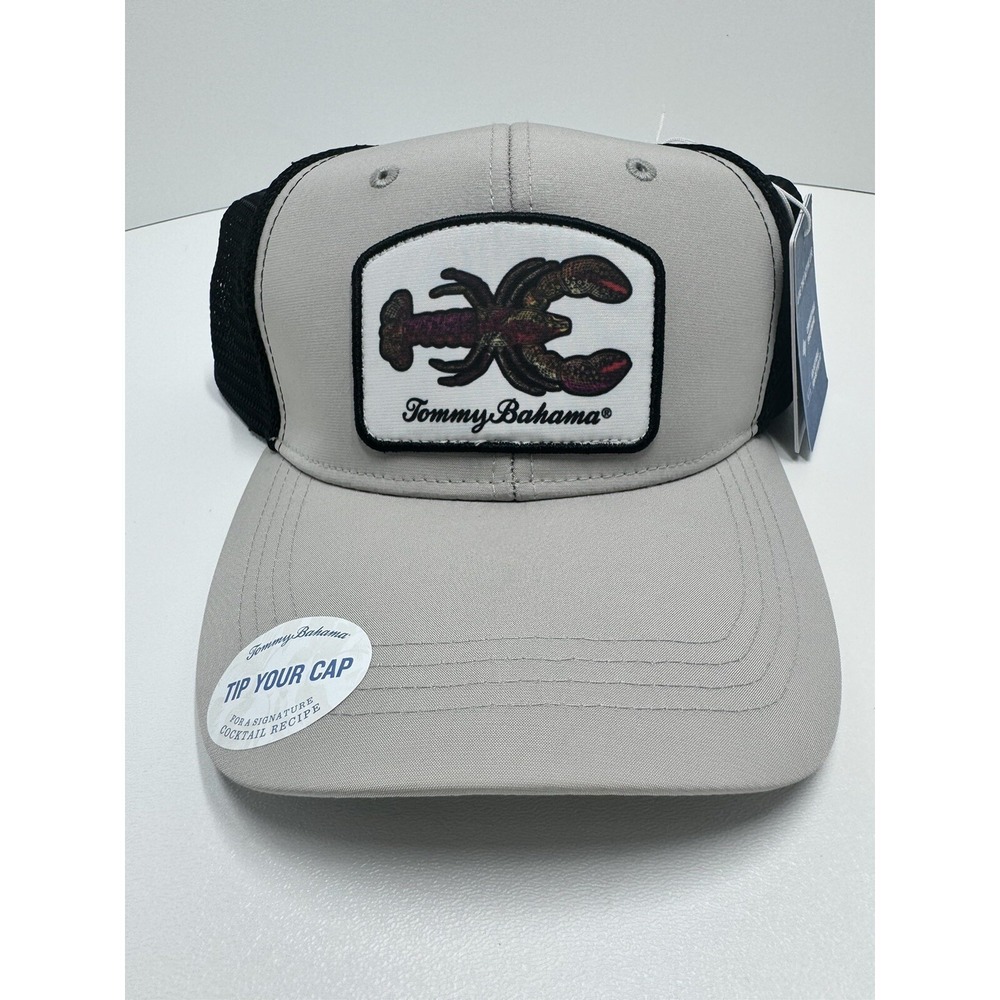 Tommy Bahama Lobster Patch Trucker Hat Snapback Khaki Brown Tan Black **NEW**